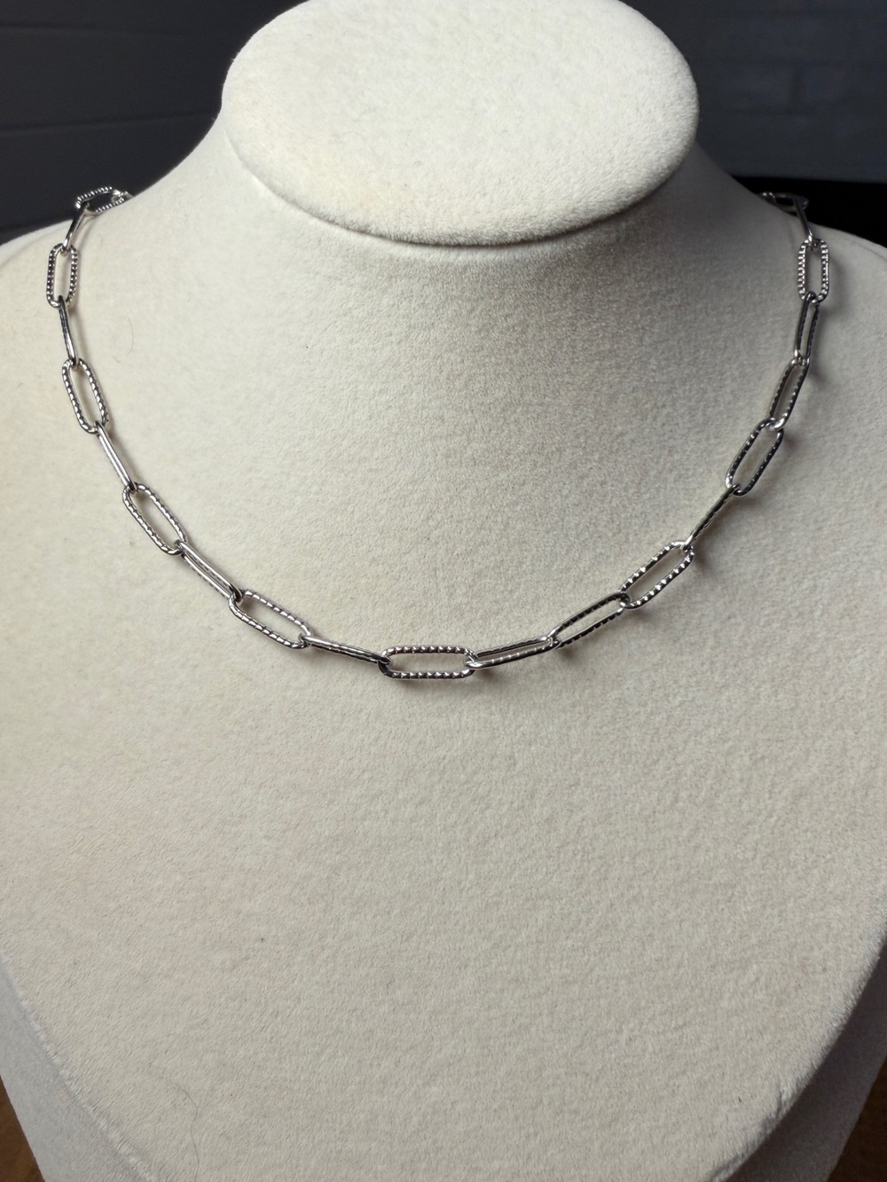 16” Stainless Steel Artisan Corrugated Paperclip Chain Necklace - Designer Inspi